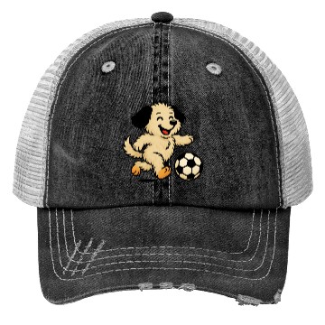 Discover Puppy playing Soccer Trucker Hats
