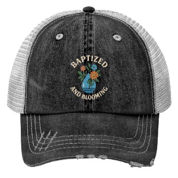Discover Baptized and Blooming Floral Embrace Trucker Hats