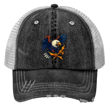 Discover Bald Eagle with Lightning Bolts Trucker Hats Design