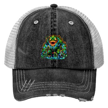 Discover Neon Swamp Beast – Toxic Terror Trucker Hats