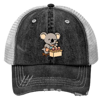 Discover Cute Koala Decorating Cupcakes Trucker Hats
