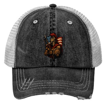 Discover Spartan Warrior American Flag Trucker Hats Design