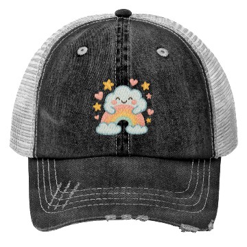 Discover Smiling Cloud Rainbow – Embroidered Kids Logo Trucker Hats