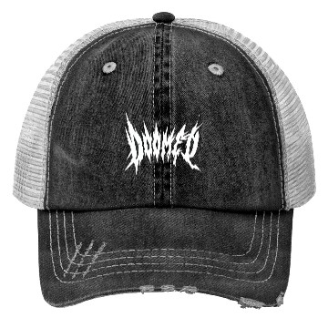 Discover DOOMED, Black, Dark, Sharp, Metal, Gothic, Design Trucker Hats