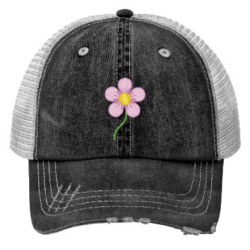 Discover Cute Pink Embroidered Flower Illustration Trucker Hats