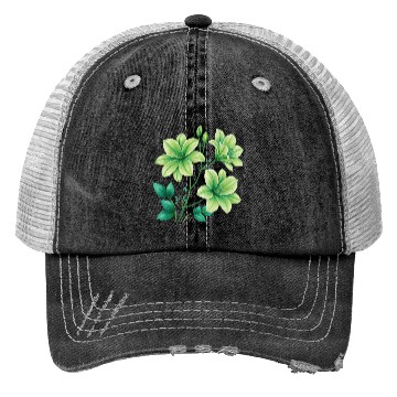 Discover Green Lilies Floral Design Trucker Hats