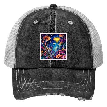 Discover Mystic Bloom Forest Under Stars Trucker Hats
