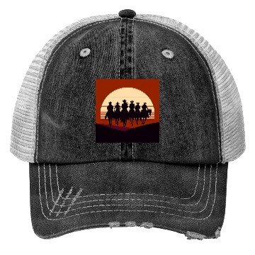 Discover Western Silhouette Sunset Trucker Hats