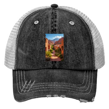Discover Desert Harmony Echoes in Earth and Light Trucker Hats