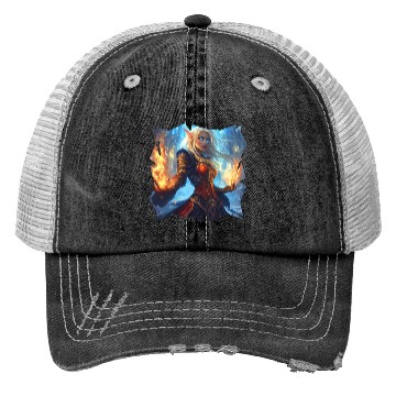 Discover Fire Elf Sorceress with Blazing Spell Power Trucker Hats