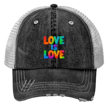 Discover Love Is Love – Neon Rainbow Pride Statement Trucker Hats