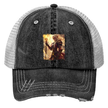 Discover Fiery Elf Mage with Glowing Magical Staff Design Trucker Hats