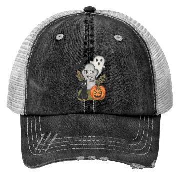 Discover Halloween trick or treat theme watercolor artwork Trucker Hats