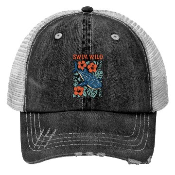 Discover Swim Wild | Tropical Whale Shark Design Trucker Hats