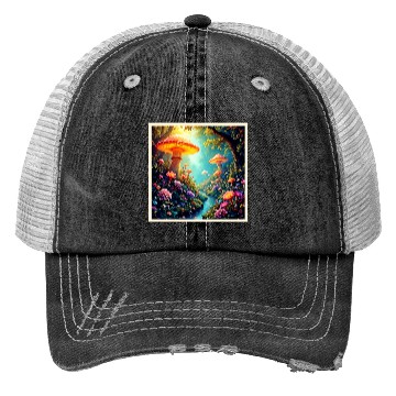 Discover Enchanted Mushroom Forest Dream Trucker Hats