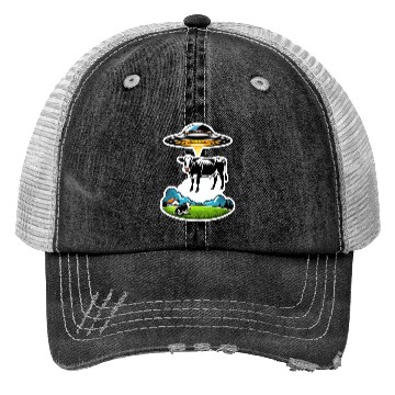 Discover Alien UFO cow abduction Trucker Hats