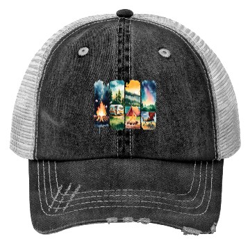 Discover Brushstroke Camping Life Trucker Hats