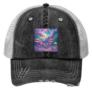 Discover Neon Mushroom Forest – Psychedelic Minimalist Trucker Hats