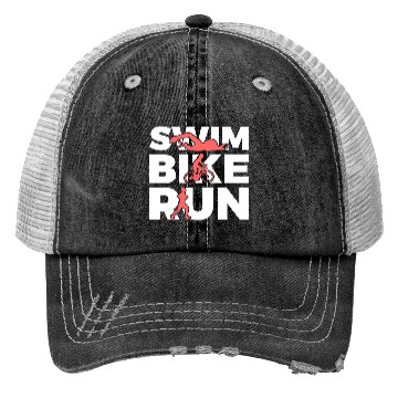 Discover Swim Bike Run Repeat Trucker Hats