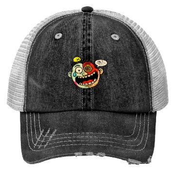 Discover Crazy Cartoon Face with Multicolor Eye – Funny Trucker Hats