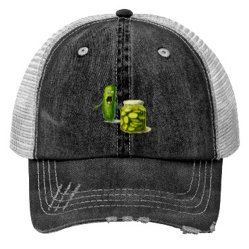 Discover Funny Pickle Cartoon Cute Dill Pickle Jar Reaction Trucker Hats