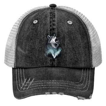 Discover Howling Wolf Under the Northern Sky Trucker Hats