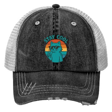 Discover Stay Cool Cat – Retro Vibes Trucker Hats