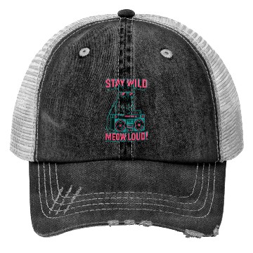 Discover Stay Wild Meow Loud Retro Cat Quote Trucker Hats
