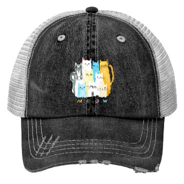 Discover Ten Colorful Cats MEOW Graphic Design Trucker Hats