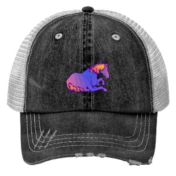 Discover Purple Horse Lying Down, Hand Drawn, Bright Colors Trucker Hats