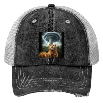 Discover Funny Tornado Cat Selfie Flying Cow Meme Trucker Hats