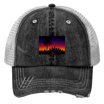 Discover Tokyo Night Skyline Vaporwave Poster Trucker Hats