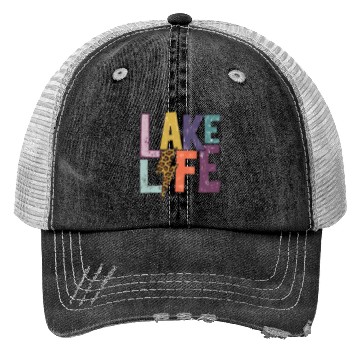 Discover Lake Life bolt Trucker Hats