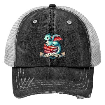 Discover Funny Book Lover Book Reading Dragon Trucker Hats