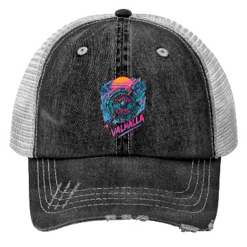 Discover Viking Valhalla Norse Retro Vaporwave Trucker Hats