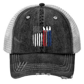 Discover Patriotic Cat Lover - American Flag with Cat Silho Trucker Hats
