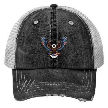 Discover brow blue eagle with us flag Trucker Hats