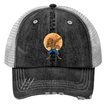 Discover Dabbing Werewolf Retro Moon Halloween Monster Trucker Hats