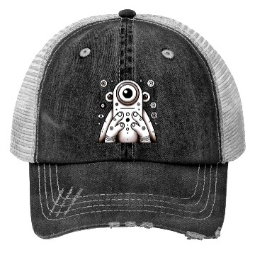 Discover Three-Eyed Alien Art • Quirky Sci-Fi Creature Trucker Hats
