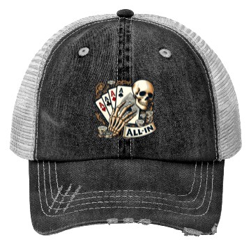 Discover Casino Cards Gambling Skeleton Hand Gothic Trucker Hats