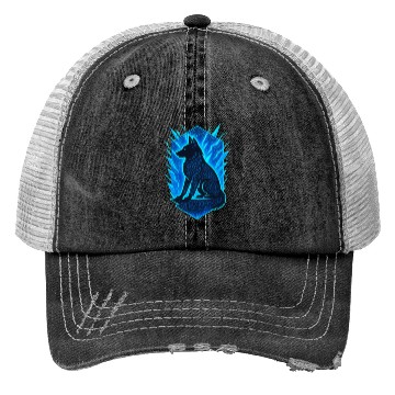 Discover Black German Shepherd Dog Shattered Lightning Trucker Hats