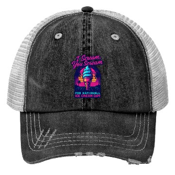 Discover Scream, You Scream National Ice Cream Day Retro Trucker Hats