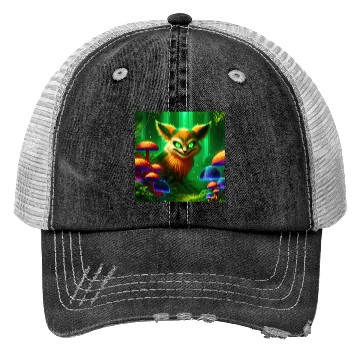 Discover Demon Fox in Enchanted Forest – Fantasy Creature Trucker Hats