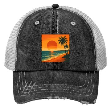 Discover Retro vintage sunset Trucker Hats