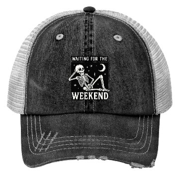 Discover Weekend Skeleton Mood Graphic Trucker Hats