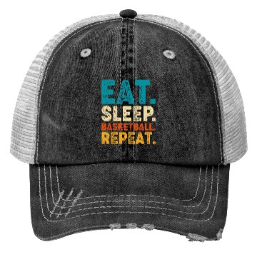 Discover Eat Sleep Basketball Repeat Retro Vintage Trucker Hats