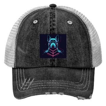 Discover Cyberpunk Neon Dog – Futuristic Tech Pet Design Trucker Hats