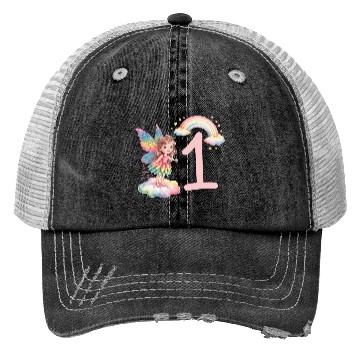 Discover Magical Rainbow Fairy Elf 1st Birthday Girl Trucker Hats
