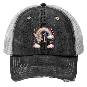 Discover Magical Rainbow Fairy Elf 1st Birthday Girl Trucker Hats