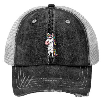 Discover Moody Rainbow Unicorn: Not Today! Trucker Hats